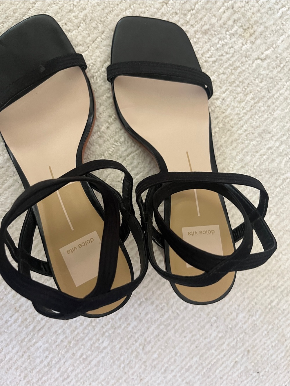 Dolce Vita Black Strappy Square-Toe Heels - Picture 5 of 9
